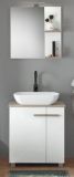 Badm�bel Set Dense in wei� Hochglanz Lack und Eiche Badkombination MIT Waschbecken und Badlampe 60 x 200 cm h�ngend / stehend