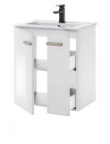 Badm�bel Set Dense in wei� Hochglanz Lack und Eiche Badkombination MIT Waschbecken und Badlampe 130 x 200