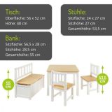 BOMI� Kindersitzgruppe Anna in wei� und natur Sitzgruppe Kindertisch, Truhenbank und 2 x Stuhl