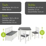BOMI� Kindersitzgruppe Anna in wei� und grau Sitzgruppe Kindertisch, Truhenbank und 2 x Stuhl
