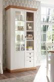 Vitrine Hemsby in wei� Pinie und Eiche Wotan Landhaus Vitrinenschrank 102 x 204 cm