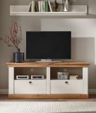 TV-Lowboard Hemsby in wei� Pinie und Eiche Wotan Landhaus TV Unterteil mit Komforth�he 152 x 64 cm