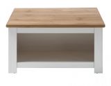 Couchtisch Hemsby in wei� Pinie und Eiche Wotan Landhaus Beistelltisch mit Truhe und Ablage 95 x 95 cm