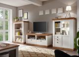 Wohnwand Hemsby in wei� Pinie und Eiche Wotan Landhaus Schrankwand 3-teilig 376 x 139 cm