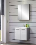 Waschbeckenunterschrank MIT Waschbecken Riva in wei� Hochglanz und Rauchsilber grau Waschtisch h�ngend 62 x 59 cm