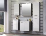 Waschbeckenunterschrank MIT Waschbecken Riva in wei� Hochglanz und Rauchsilber grau Waschtisch h�ngend 62 x 59 cm