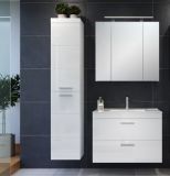Waschbeckenunterschrank Set inklusive Waschbecken Aura in Wei� Hochglanz, Waschtisch h�ngend 81 cm