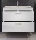 Waschbeckenunterschrank Set inklusive Waschbecken Aura in Wei� Hochglanz, Waschtisch h�ngend 81 cm