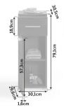 Badezimmer Unterschrank Leon in schwarz Hochglanz Badm�bel Kommode 30 x 79 cm