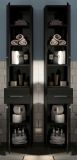 Badezimmer Hochschrank Leon in schwarz Hochglanz Badschrank 30 x 182 cm