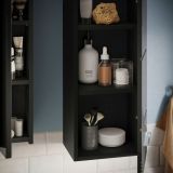Badezimmer H�ngeschrank Leon in schwarz Hochglanz Badschrank h�ngend 30 x 77 cm