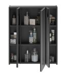 Badezimmer Spiegelschrank Leon in schwarz Badschrank 3-t�rig 60 x 70 cm