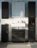 Badm�bel Set 5-teilig Leon in schwarz Hochglanz Badkombination 150 x 182 cm