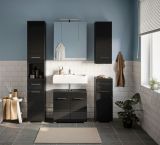 Badm�bel Set 5-teilig Leon in schwarz Hochglanz Badkombination 150 x 182 cm