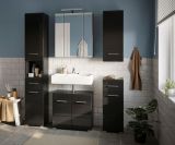 Badm�bel Set 5-teilig Leon in schwarz Hochglanz Badkombination 150 x 182 cm