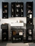Badm�bel Set 5-teilig Leon in schwarz Hochglanz Badkombination 150 x 182 cm