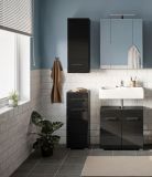 Badm�bel Set 4-teilig Leon in schwarz Hochglanz Badkombination 105 x 182 cm