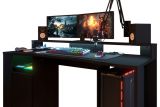 Parisot Gaming Set Gaming1 in schwarz Gaming Schreibtisch und 2x Schrank inkl. LED Beleuchtung