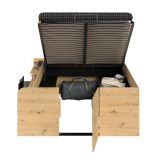 Parisot Stauraumbett Travel in Eiche Artisan und schwarz Hochbett Liegefl�che 140 x 200 cm