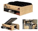 Parisot Stauraumbett Travel in Eiche Artisan und schwarz Hochbett Liegefl�che 140 x 200 cm