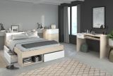 Parisot Jugendzimmer Set Toms in Akazie und wei� Komplettzimmer mit Stauraumbett, Kommode und Schreibtisch
