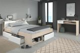 Parisot Schlafzimmer komplett Most61 in Akazie und wei� Komplettzimmer mit Stauraumbett und Schreibtisch