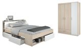 Parisot Kinder und Jugend Schlafzimmer Most Akazie und wei� Set mit Stauraumbett (160 x 200) und Kleiderschrank