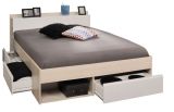 Parisot Stauraumbett Most5 in Akazie und wei� Bett mit 3 x Schubkasten Liegefl�che 140 x 200 cm
