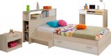 Parisot Kinder- und Jugendzimmer Charly11 in Akazie und wei� Set 4-teilig mit Bett, Regal, Nachttisch und Schreibtisch
