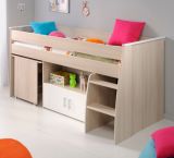Parisot Hochbett Charly4 in Akazie und wei� Kinder- und Jugendzimmer Bett mit Schreibtisch