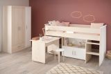 Parisot Kinder- und Jugendzimmer Charly6 in Akazie und wei� Set inklusive Kleiderschrank und Hochbett mit Schreibtisch