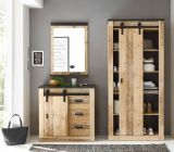 Stauraumschrank Stove in Used Wood hell und anthrazit Regalschrank 93 x 201 cm Mehrzweckschrank
