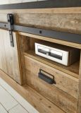 Wohnwand Stove in Used Wood hell Dekor und anthrazit Wohnkombination 4-teilig 388 x 201 cm