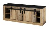 Wohnwand Stove in Used Wood hell Dekor und anthrazit Wohnkombination 4-teilig 388 x 201 cm
