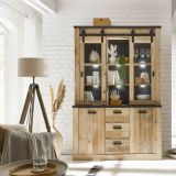 Esszimmer Set Stove in Used Wood hell und anthrazit Speisezimmer 3-teilig mit Buffetschrank, Esstisch und Sideboard