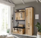 Schuhschrank Stove in Used Wood hell und anthrazit Flurschrank 51 x 201 cm Mehrzweckschrank