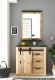 Garderobe Set 2-teilig Stove in Used Wood hell und anthrazit Garderobenkombination mit Kommode und Spiegel