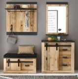Garderobe Set 5-teilig Stove in Used Wood hell und anthrazit Garderobenkombination 206 x 200 cm