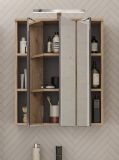 Badezimmer Spiegelschrank Tomaso in Nox Eiche Badschrank 3-t�rig 60 x 77 cm, Soft-Close