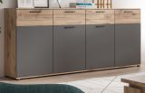 Sideboard Tomaso in Nox Eiche und Basalt grau, Kommode 180 x 87 cm mit Soft-Close