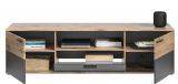 TV-Lowboard Tomaso in Nox Eiche und Basalt Grau, TV Unterschrank 194 cm mit Soft-Close