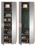 Garderobenschrank Tomaso in Nox Eiche und Basalt grau Garderobe oder gro�er Schuhschrank 70 x 200 cm