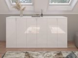 Kommode SystemX in wei� Hochglanz Mehrzweckschrank 30 x 99 cm