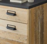 Schreibtisch Set mit Rollcontainer Stove in Used Wood hell und anthrazit