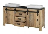 Doppelwaschtisch Stove in Used Wood hell und anthrazit Waschtisch Set inkl. 2 x Waschbecken 164 cm
