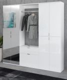 Garderobe Set 3-teilig SystemX in wei� Hochglanz Kommode und Kleiderstange 61 cm