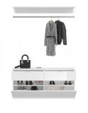 Garderobe Set 3-teilig SystemX in wei� Hochglanz Kommode und Kleiderstange 121 cm