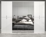 Kleiderschrank mit Spiegel SystemX in wei� Hochglanz Mehrzweckschrank mit Spiegelt�r 244 x 193 cm