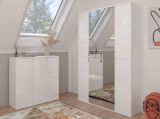 Garderobe und Kleiderschrank SystemX in wei� Hochglanz Mehrzweckschrank mit Spiegelt�r 122 x 193 cm