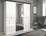 Garderobe mit Spiegel SystemX in wei� Hochglanz Mehrzweckschrank 183 x 193 cm